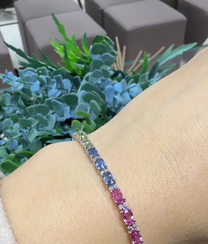 8.64 ct Safir ve 0.37 ct Pırlanta Bileklik, görsel 1