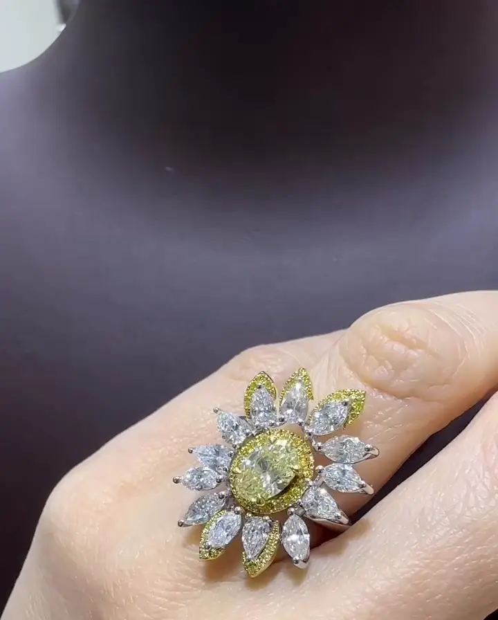 1.13 ct Sarı Pırlanta Tasarım Yüzük, görsel 2