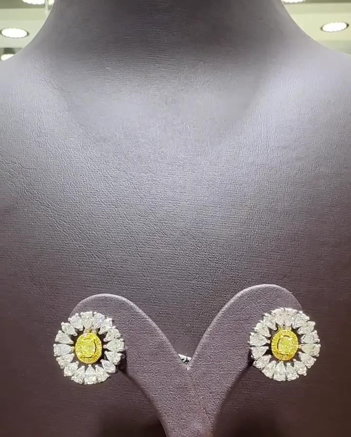 0.65 ct Sarı Pırlanta Tasarım Küpe, görsel 2