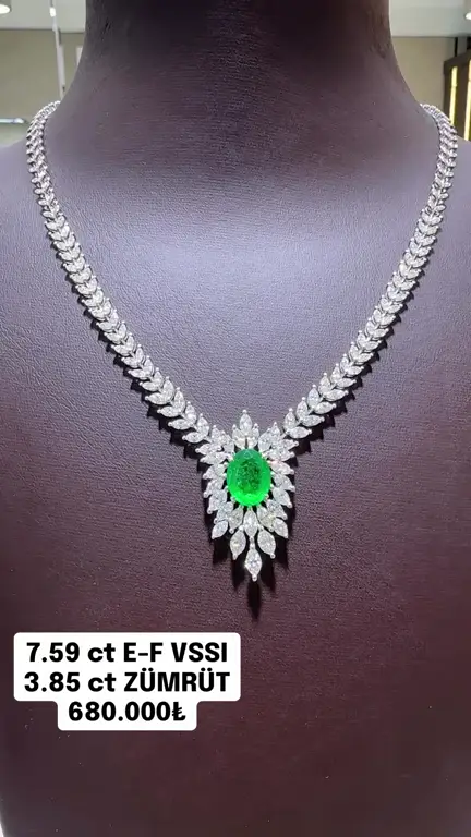 3.85 ct Zümrüt ve 7.59 ct Pırlanta Gerdanlık videosundan kare