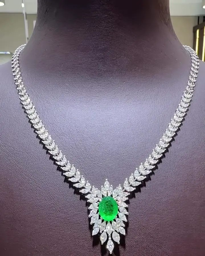 3.85 ct Zümrüt ve 7.59 ct Pırlanta Gerdanlık, görsel 1