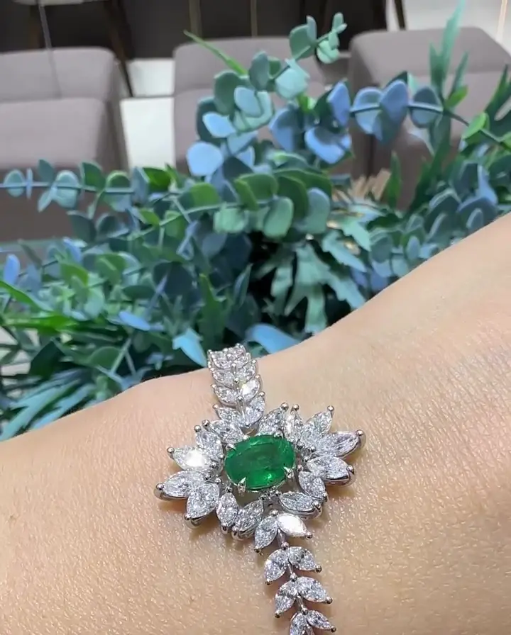 1.77 ct Zümrüt ve 4.00 ct Pırlanta Bileklik, görsel 3
